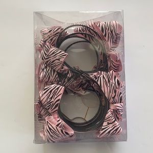 NWOT Pink and Zebra print headband with bow qty 11